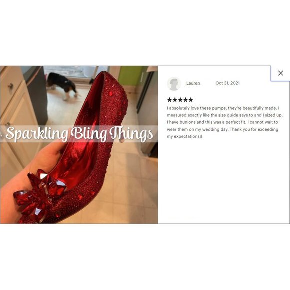 NEW Sparkling Bling Swarovski Crystal Ruby Red Slipper Wedding Shoes Pumps - Picture 6 of 6